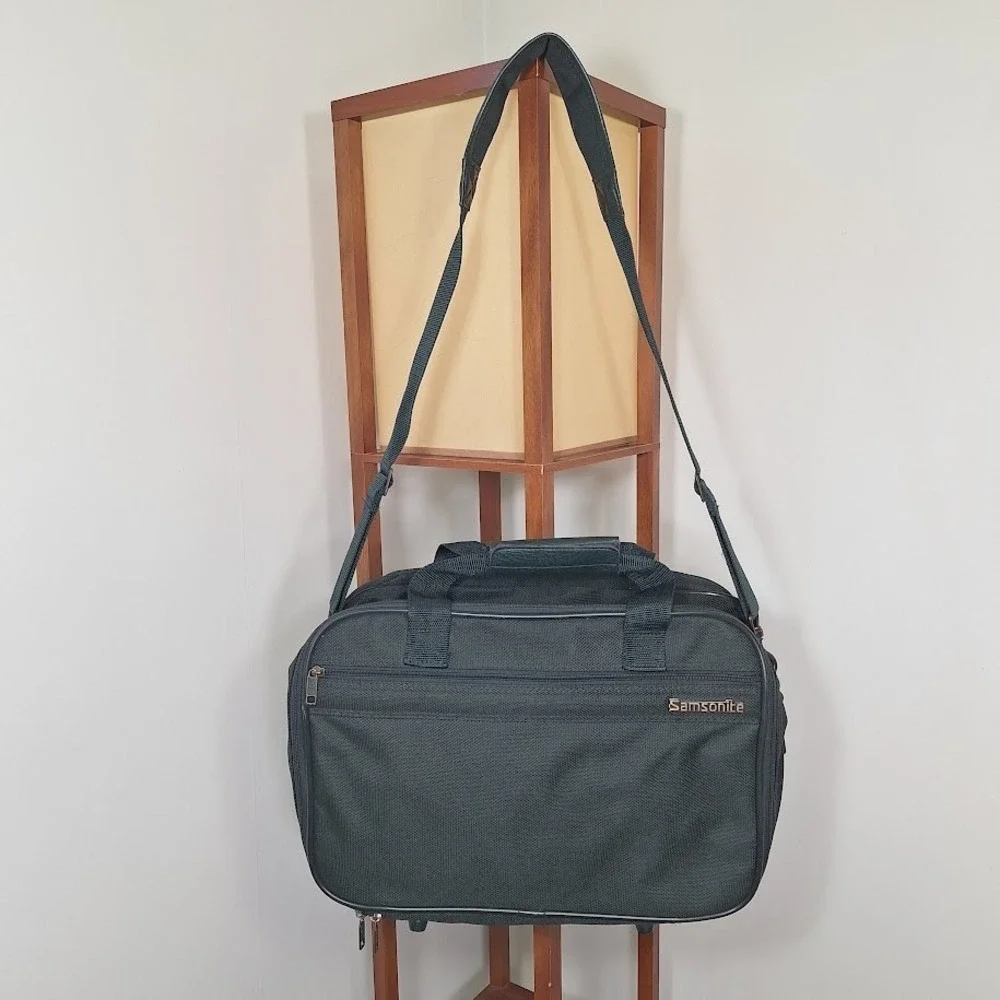 Samsonite Expandable Laptop Briefcase Carry On‎ Green Messenger Shoulder Bag EUC